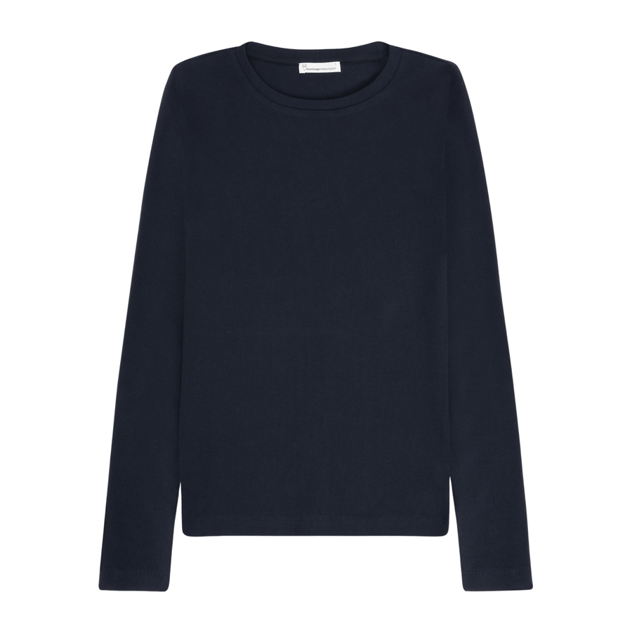 Knowledge Cotton Apparel • Rib Long Sleeve Top • Night Sky