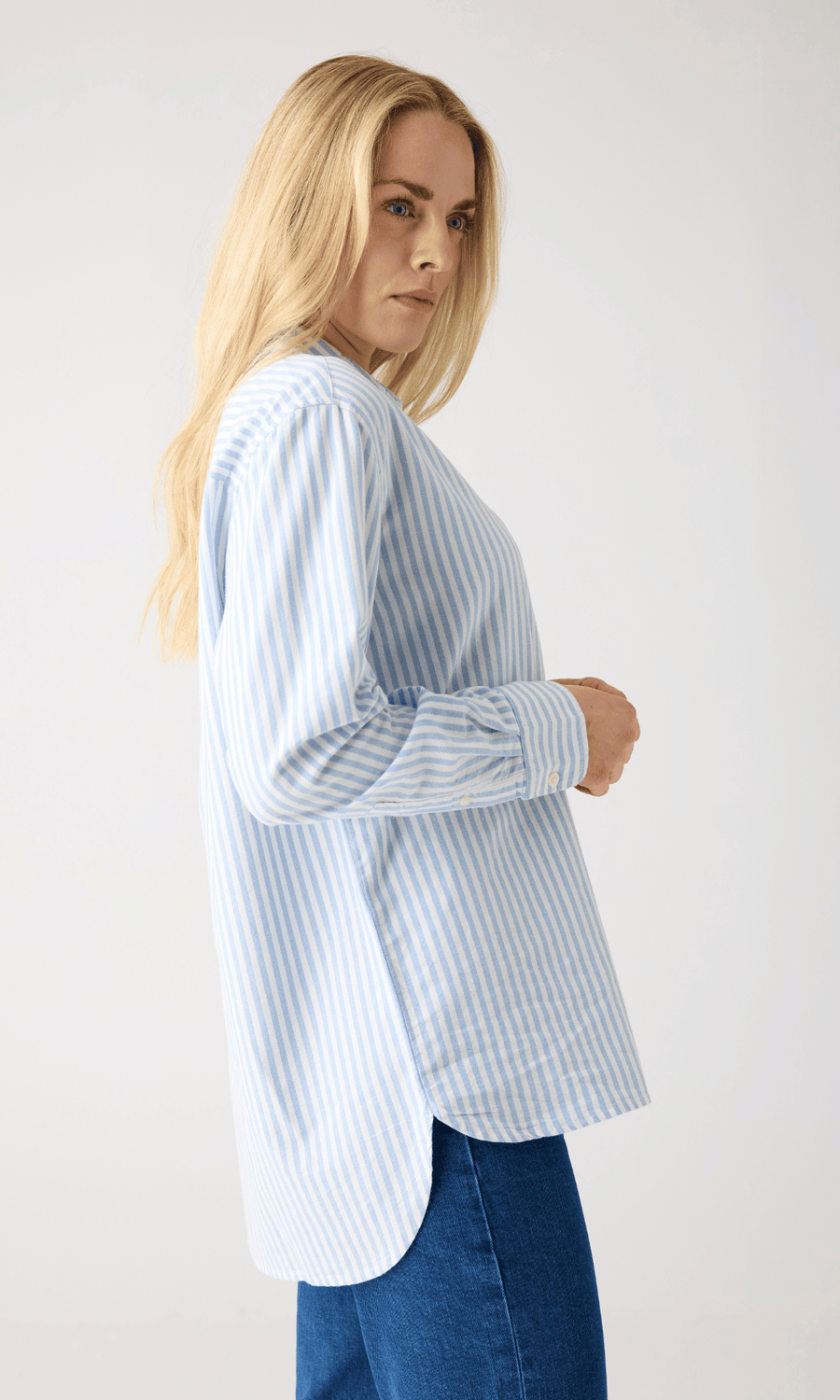 Knowledge Cotton Apparel • Oxford Shirt • Blue Stripe