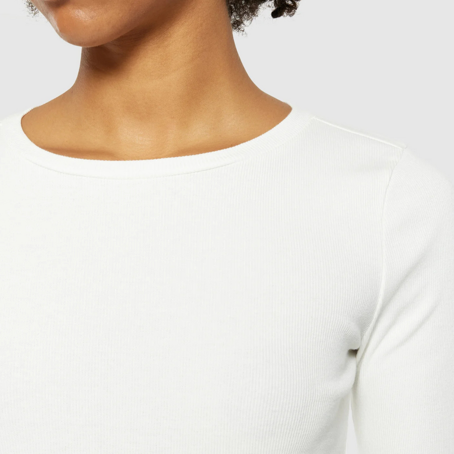 Knowledge Cotton Apparel • Rib Scoop Neck Top • Star White