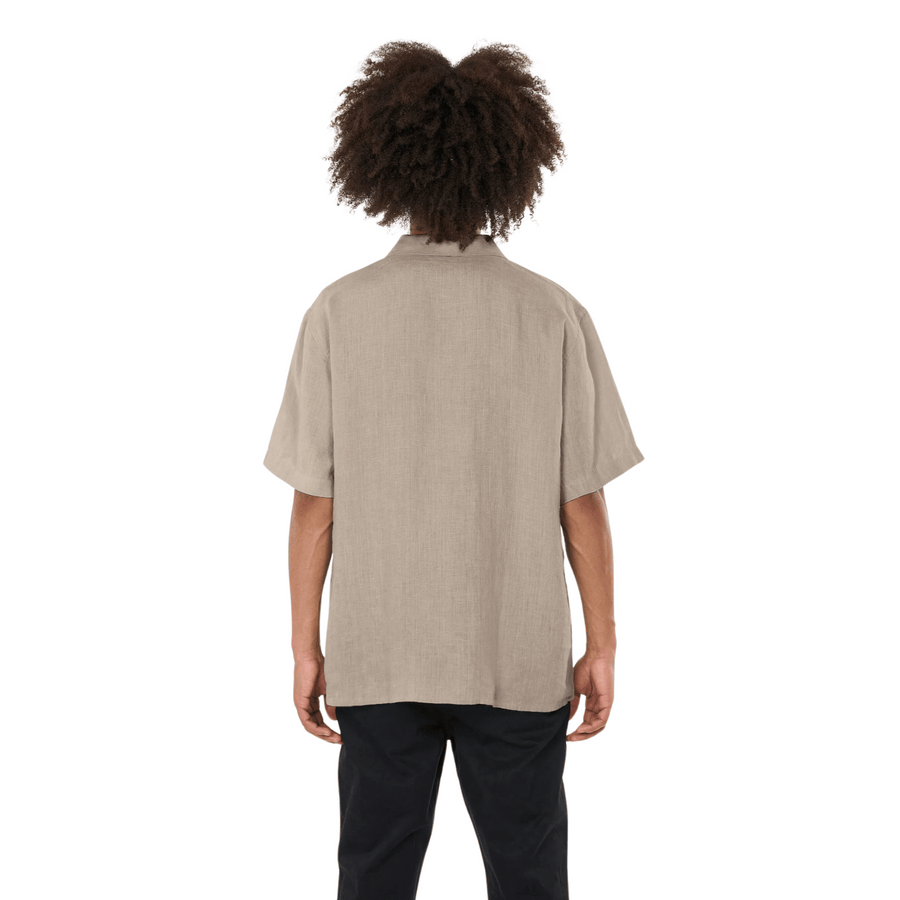 Knowledge Cotton Apparel • Short Sleeve Linen Shirt • Light Feather Grey