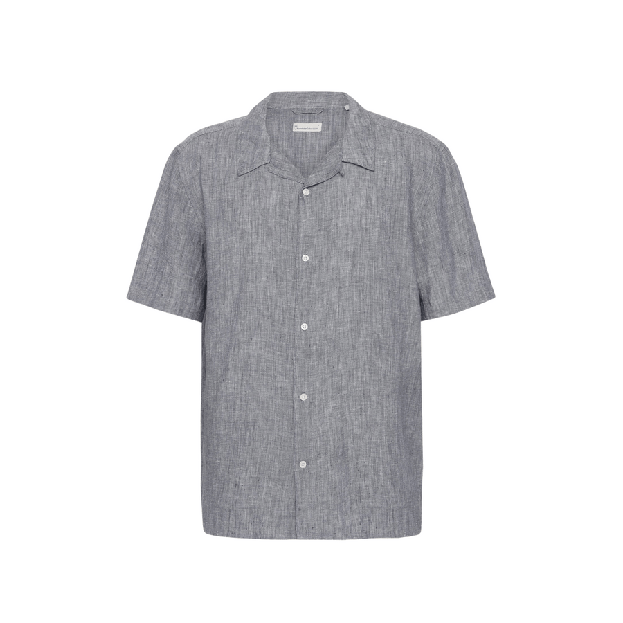 Knowledge Cotton Apparel • Short Sleeve Linen Shirt • Vintage Indigo