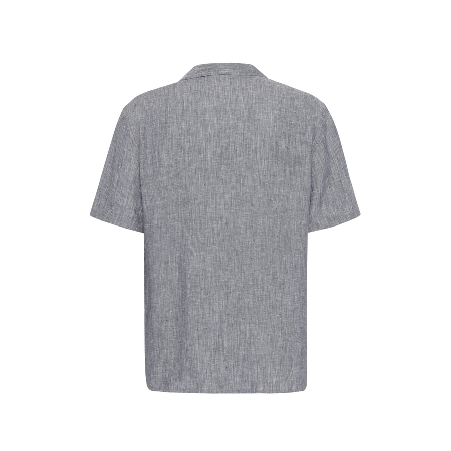 Knowledge Cotton Apparel • Short Sleeve Linen Shirt • Vintage Indigo