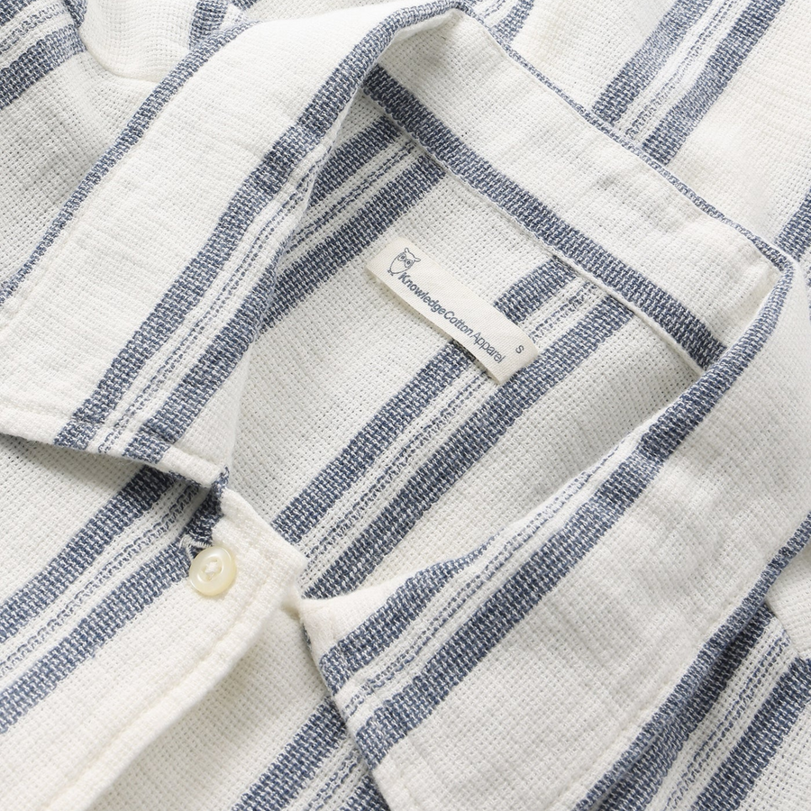 Knowledge Cotton Apparel • Short Sleeve Shirt • Blue Stripe