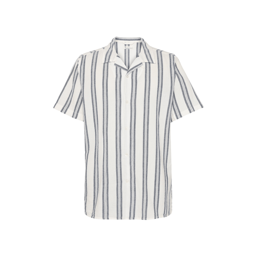 Knowledge Cotton Apparel • Striped Cotton Shirt • Blue Stripe