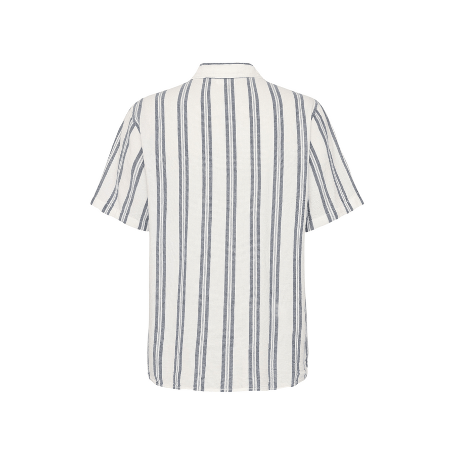 Knowledge Cotton Apparel • Striped Cotton Shirt • Blue Stripe