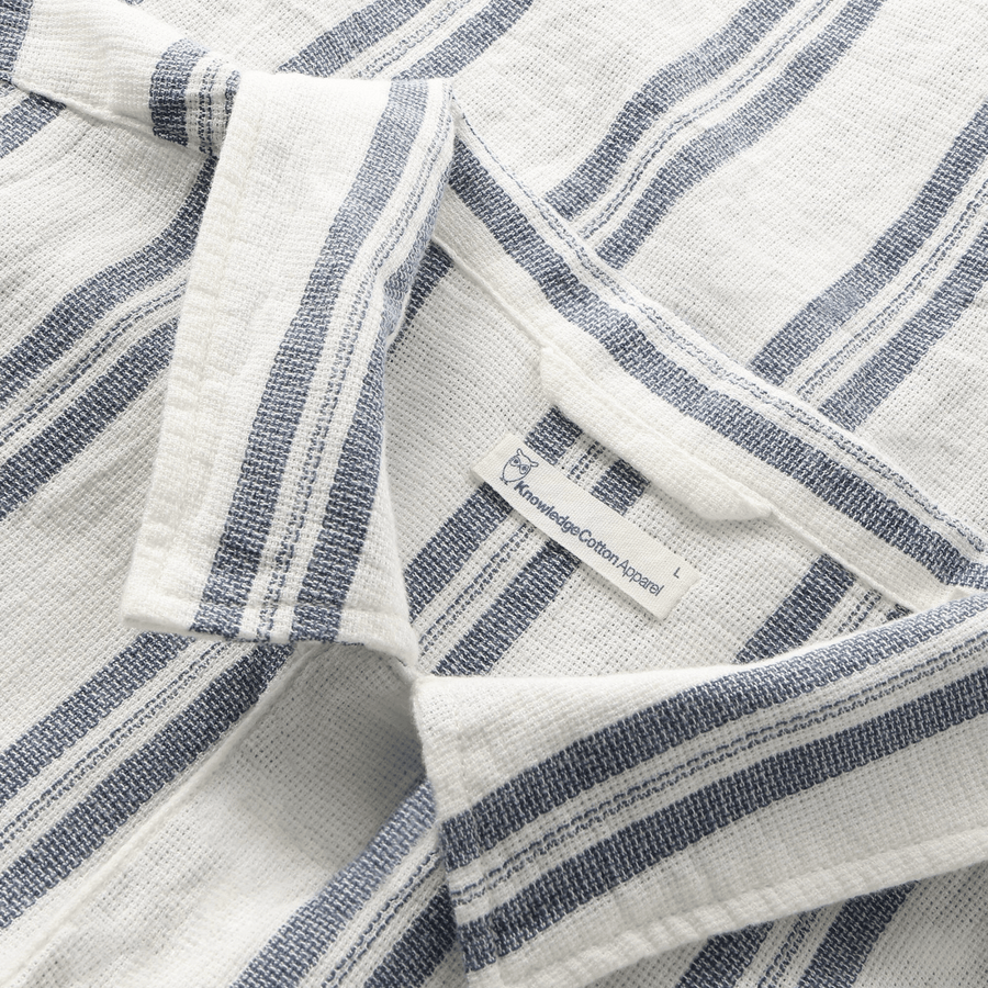 Knowledge Cotton Apparel • Striped Cotton Shirt • Blue Stripe