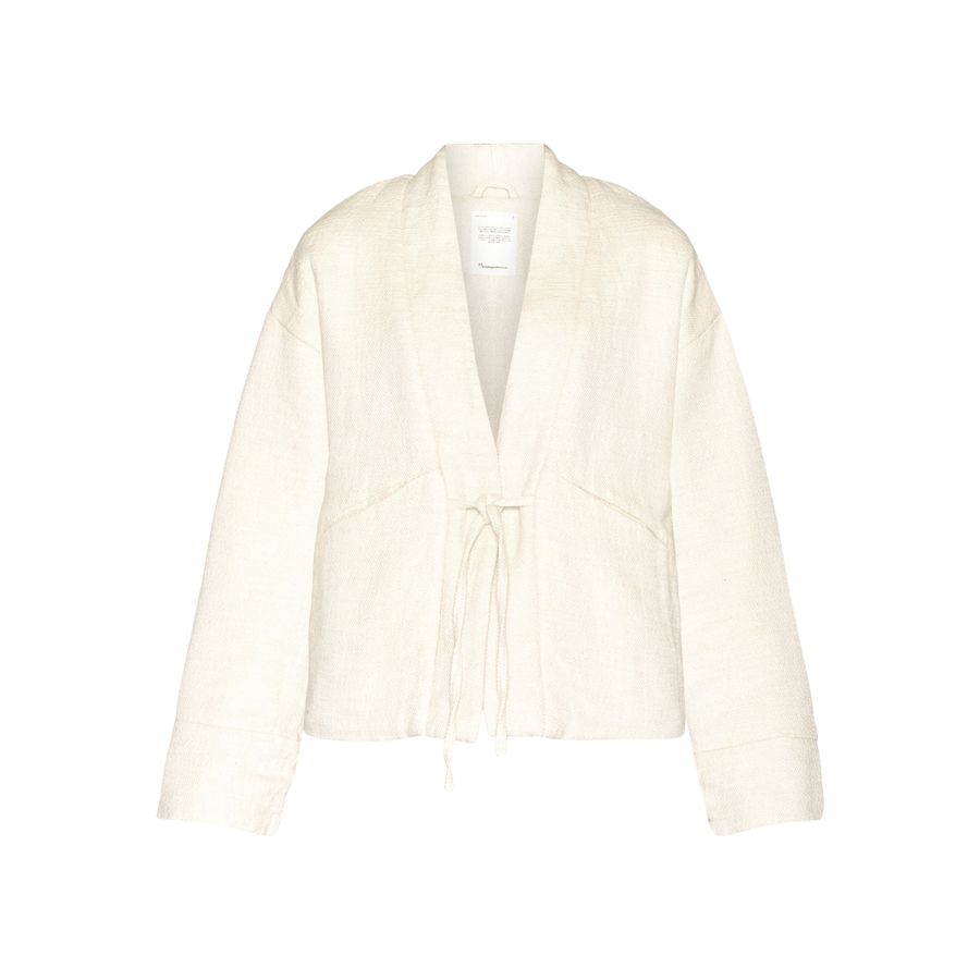 Knowledge Cotton • Kimono Jacket • Egret Herringbone