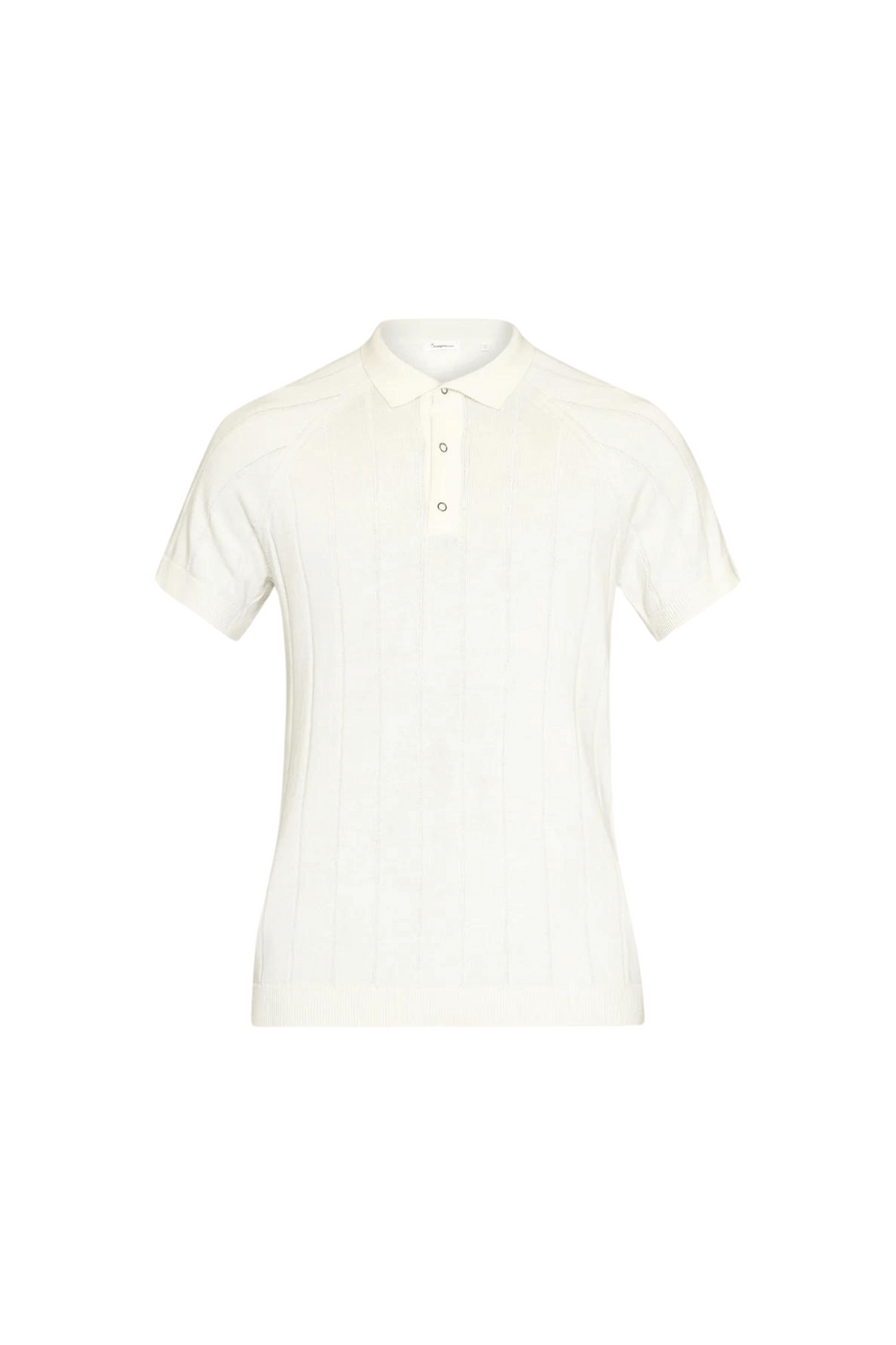 Knowledge Cotton • Knitted Polo • Egret Stripe