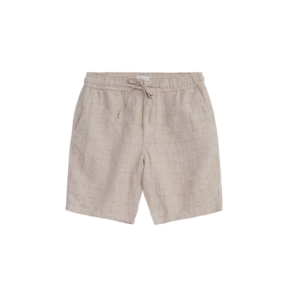 Knowledge Cotton • Linen Shorts • Feather Grey Check