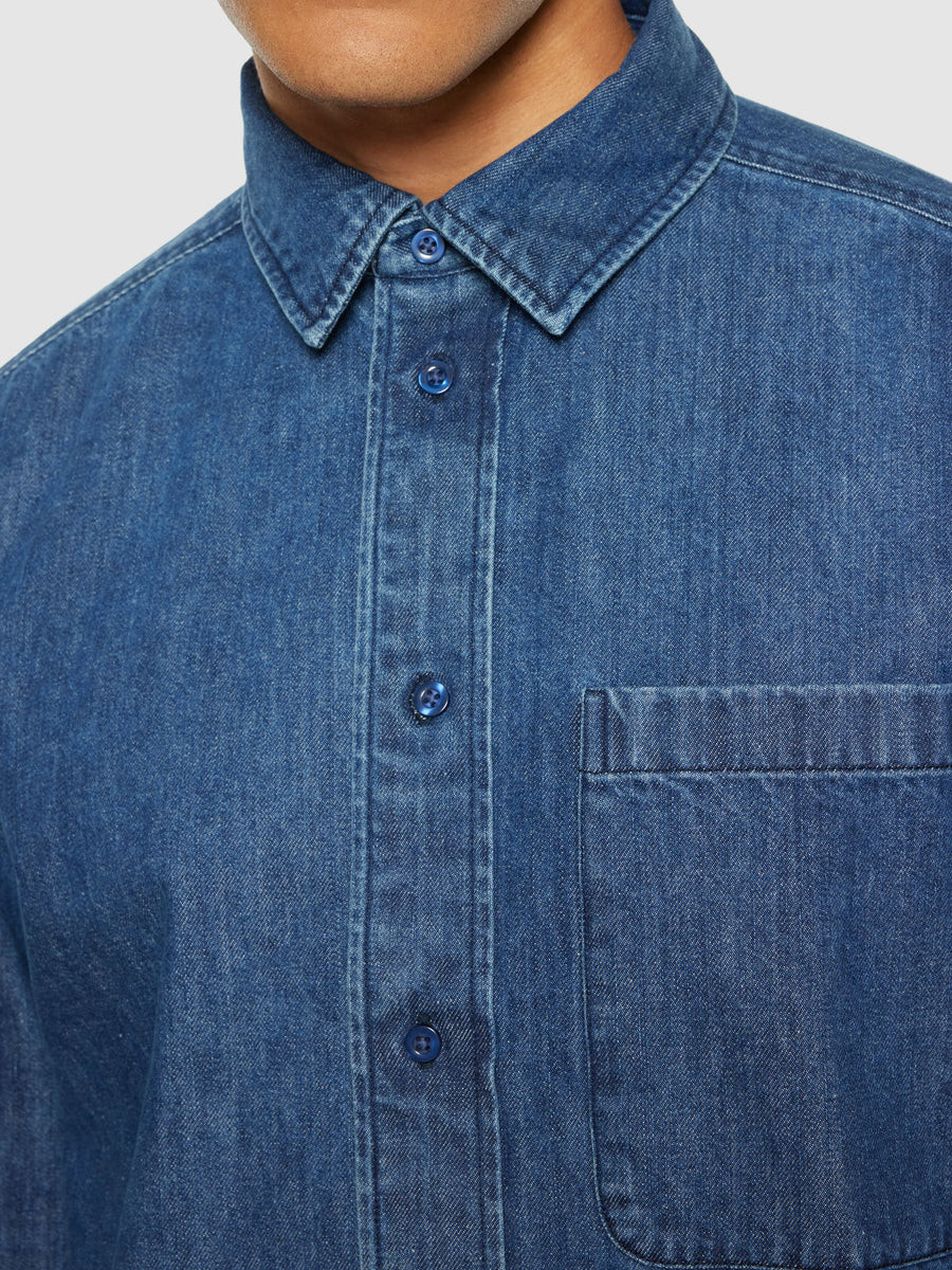 Knowledge Cotton • Loose Fit Shirt • Blue Denim