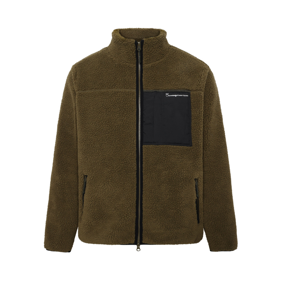 Knowledge Cotton • Teddy Zip Fleece • Dark Olive