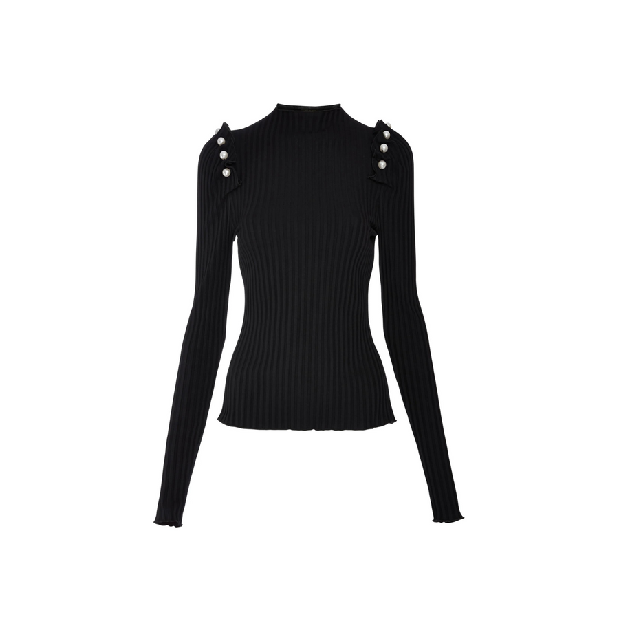 Mother of Pearl • Anya Ribbed Top • Black