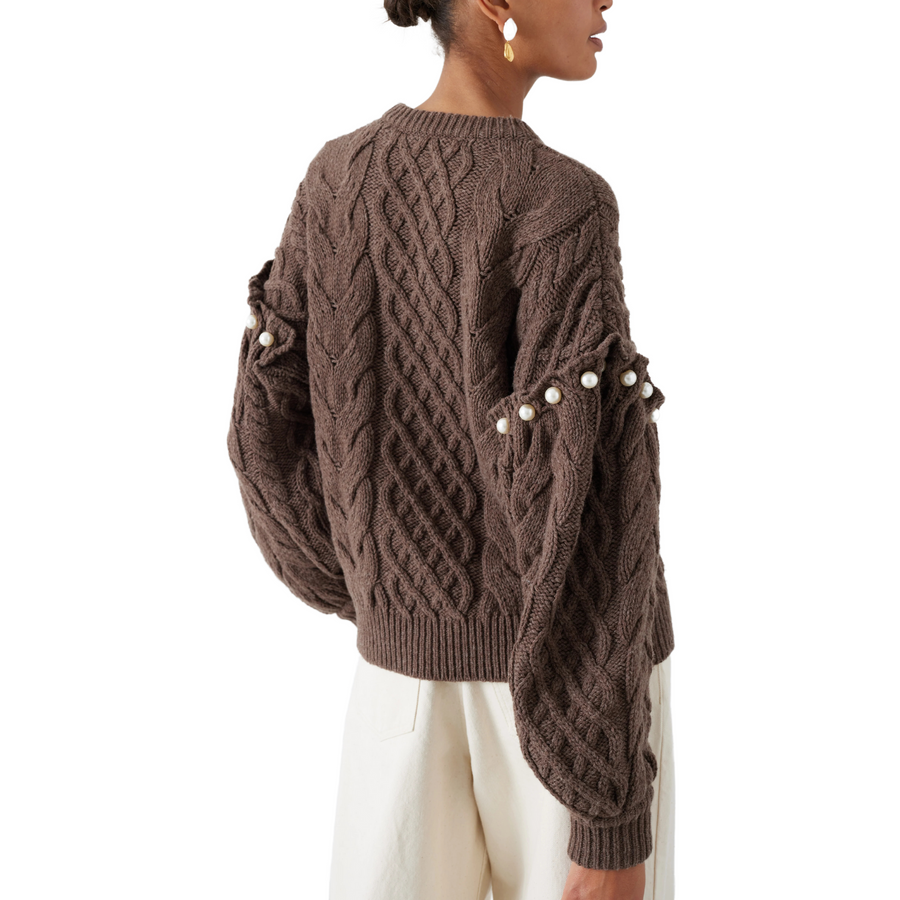 Mother of Pearl • Jovy Cable Knit Jumper • Cocoa