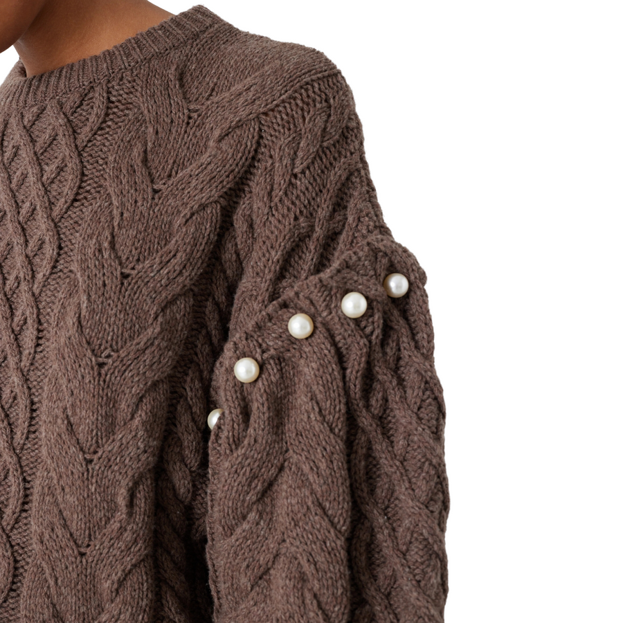 Mother of Pearl • Jovy Cable Knit Jumper • Cocoa