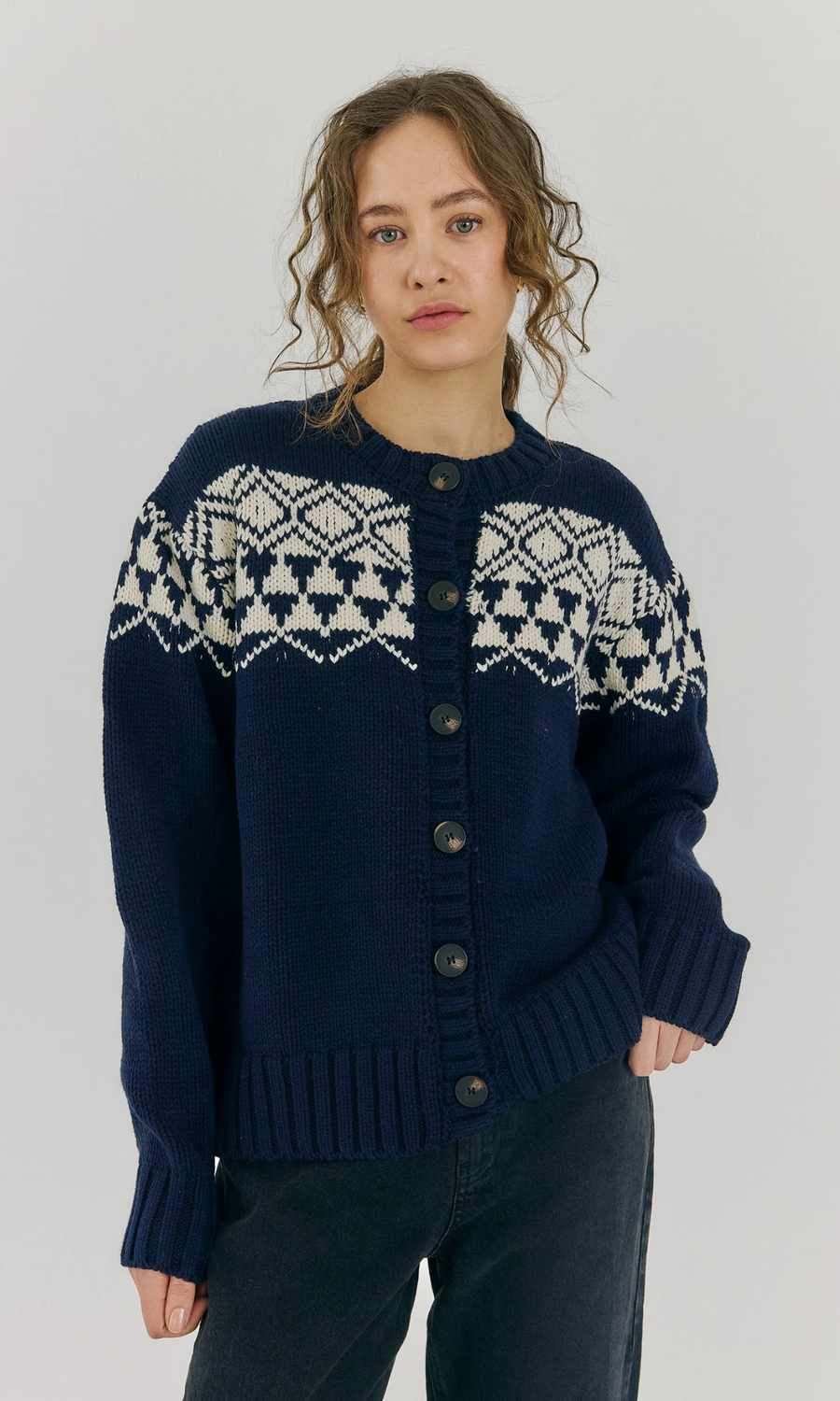 Norr • Fair Knit Cardigan • Navy