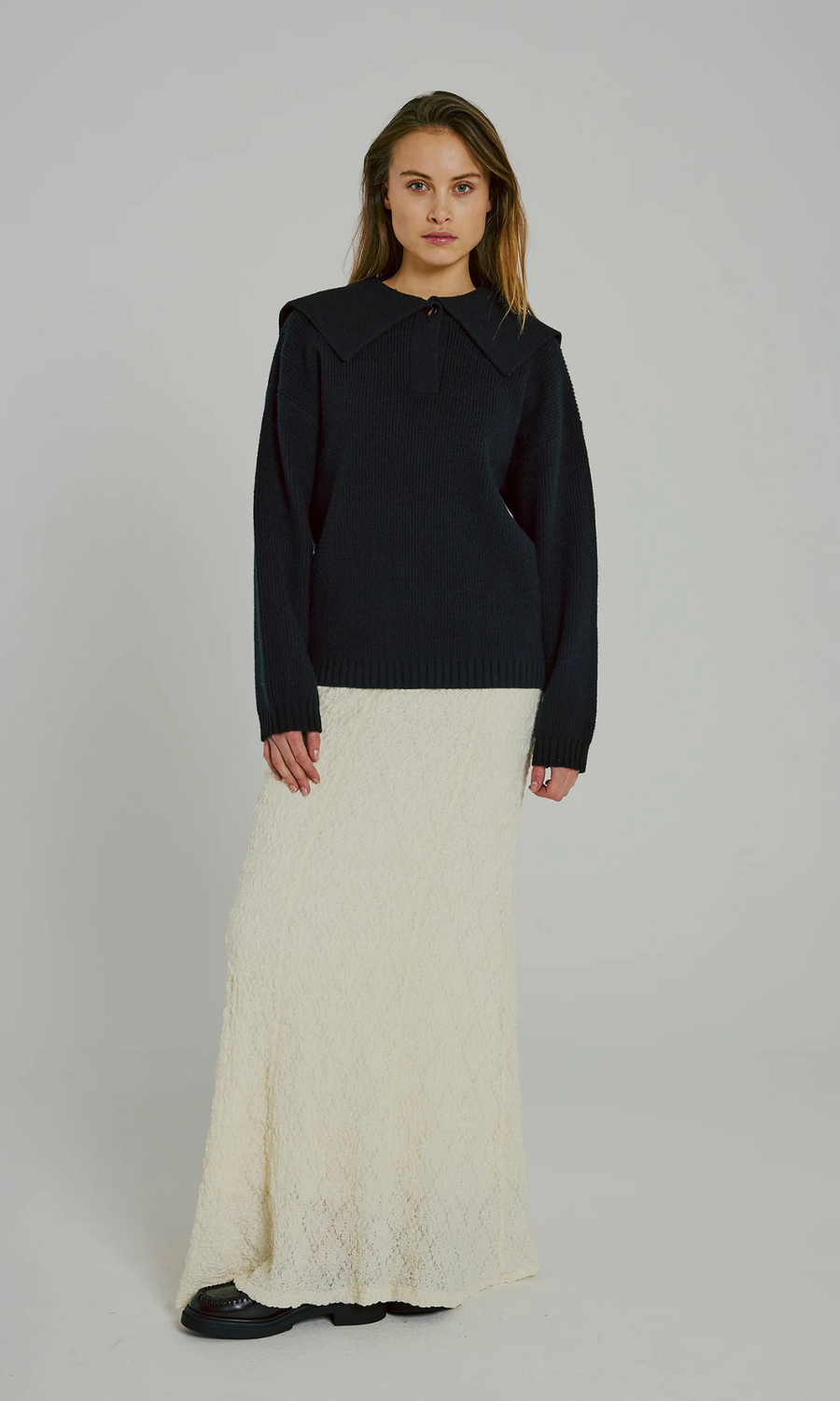 Norr • Fea Sailor Knit Top • Black