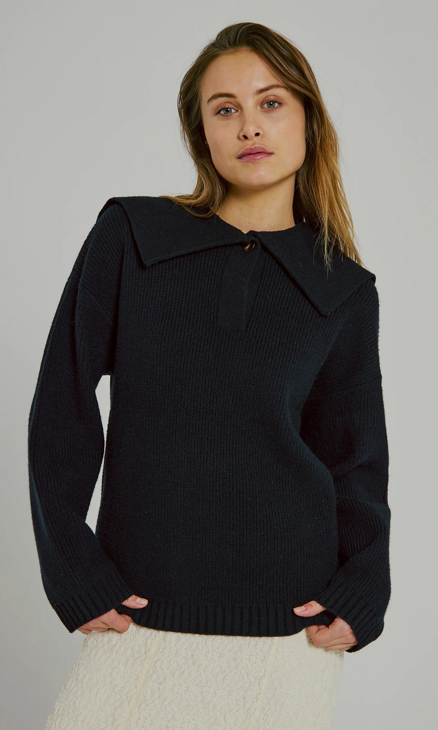 Norr • Fea Sailor Knit Top • Black