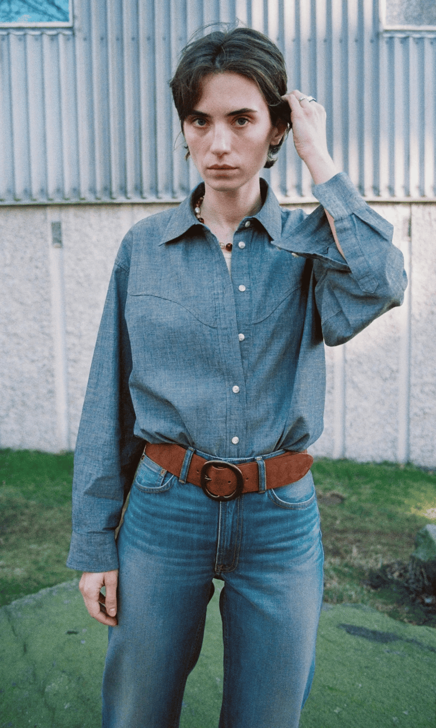 Nudie Jeans • Daisy Chambray Western Shirt  • Blue