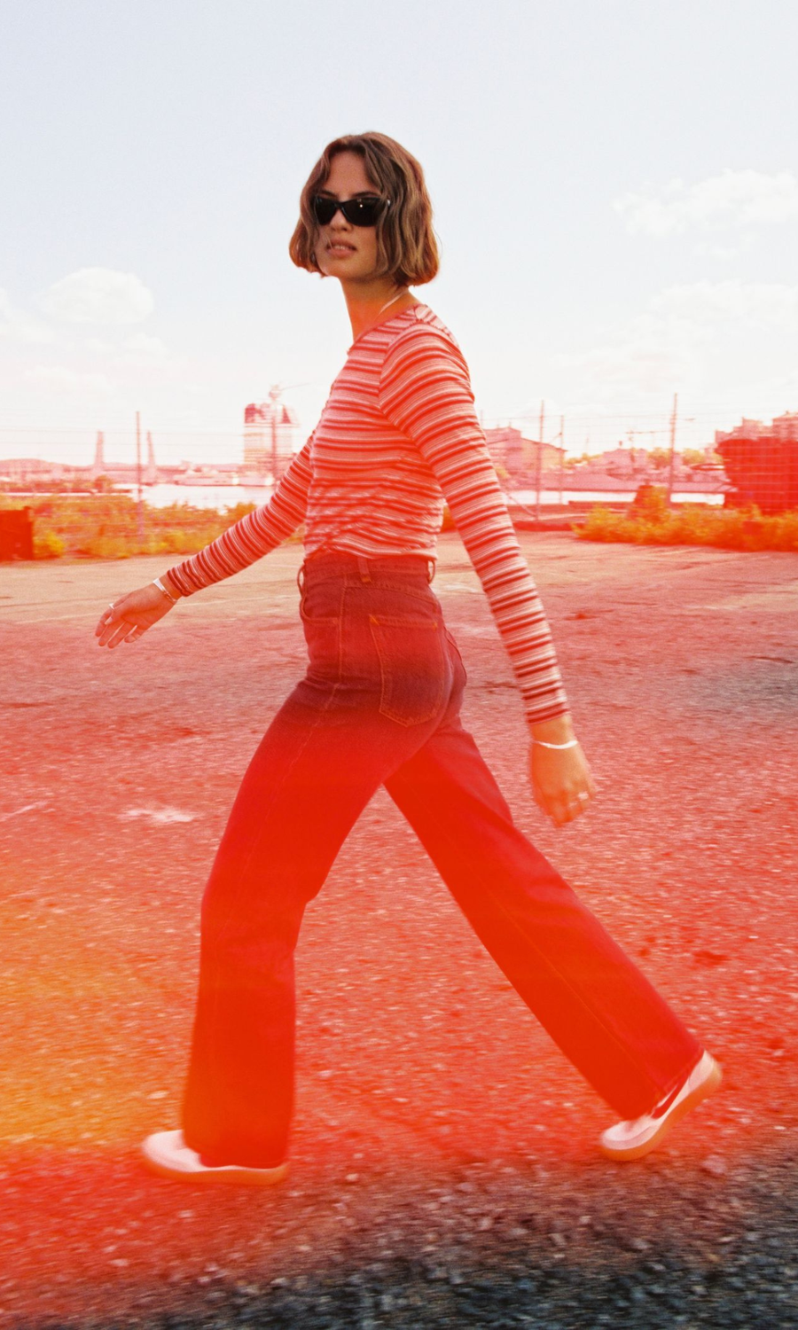 Nudie Jeans • Jessy Long Sleeve T-Shirt • Wine Stripes