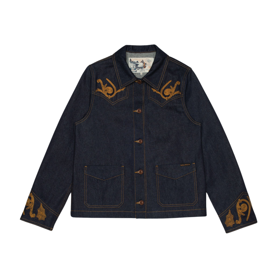 Nudie Jeans • Kelly Western Denim Jacket • Embroidered Blue Denim