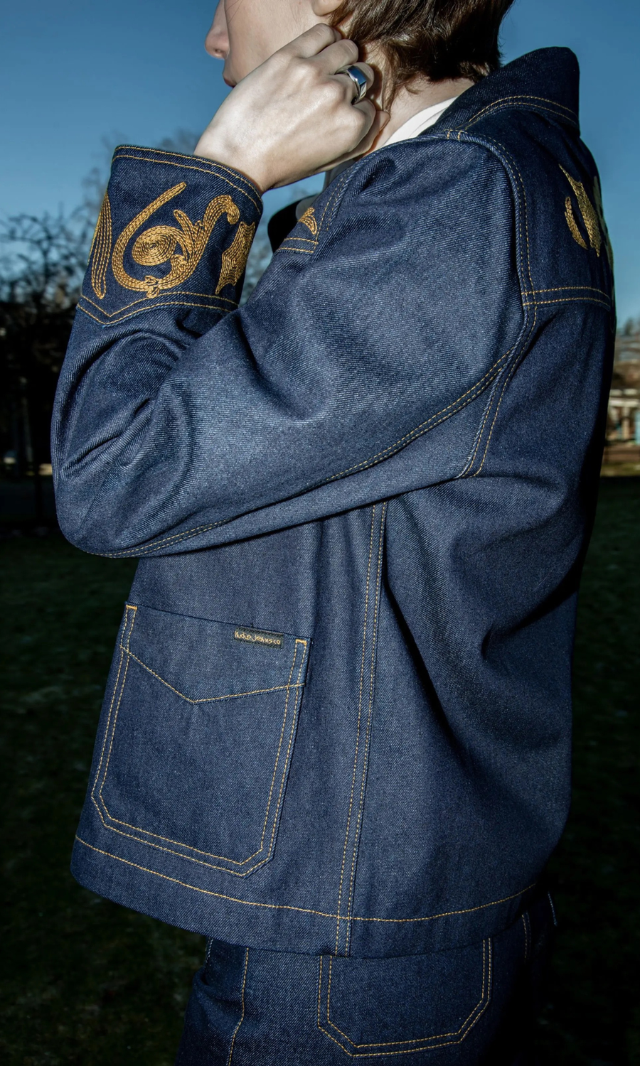 Nudie Jeans • Kelly Western Denim Jacket • Embroidered Blue Denim