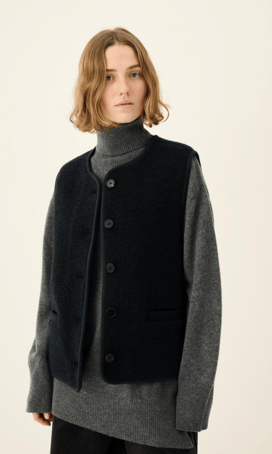 Rue de Tokyo • Cas Teddy Vest • Dark Navy