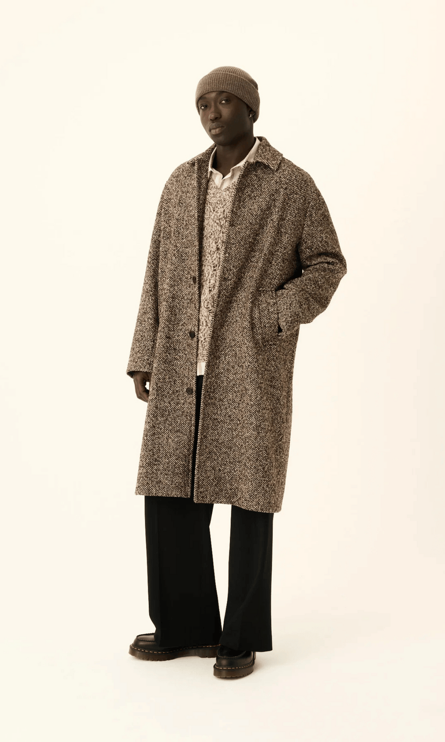 Rue de Tokyo • Cass Wool Blend Coat • Dark Brown Beige