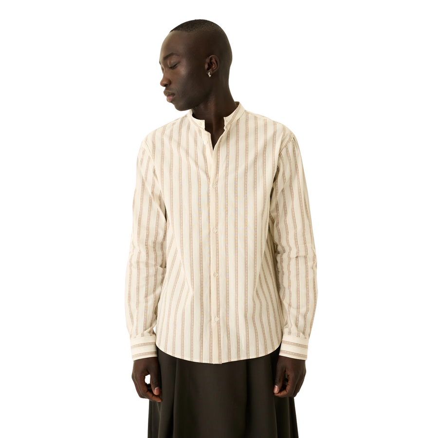 Rue de Tokyo • Sydney Shirt • Beige Camel Stripe