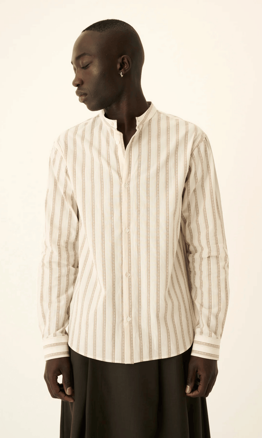Rue de Tokyo • Sydney Shirt • Beige Camel Stripe