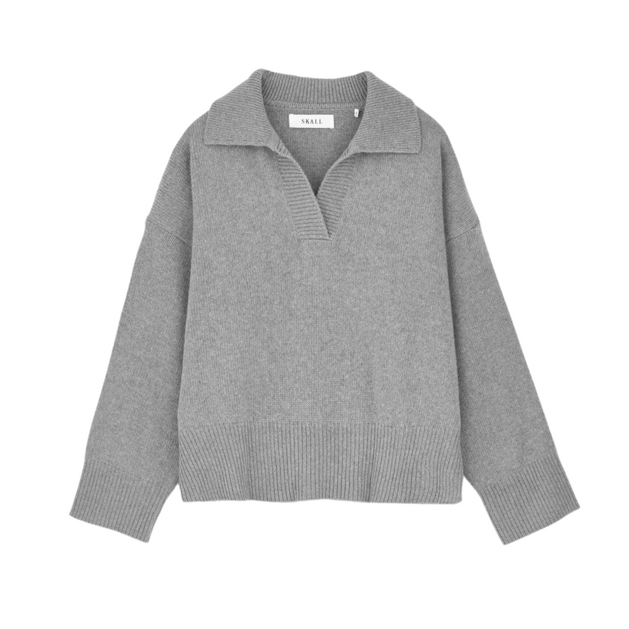 Skall Studio • Dean V-Neck Jumper • Grey Melange