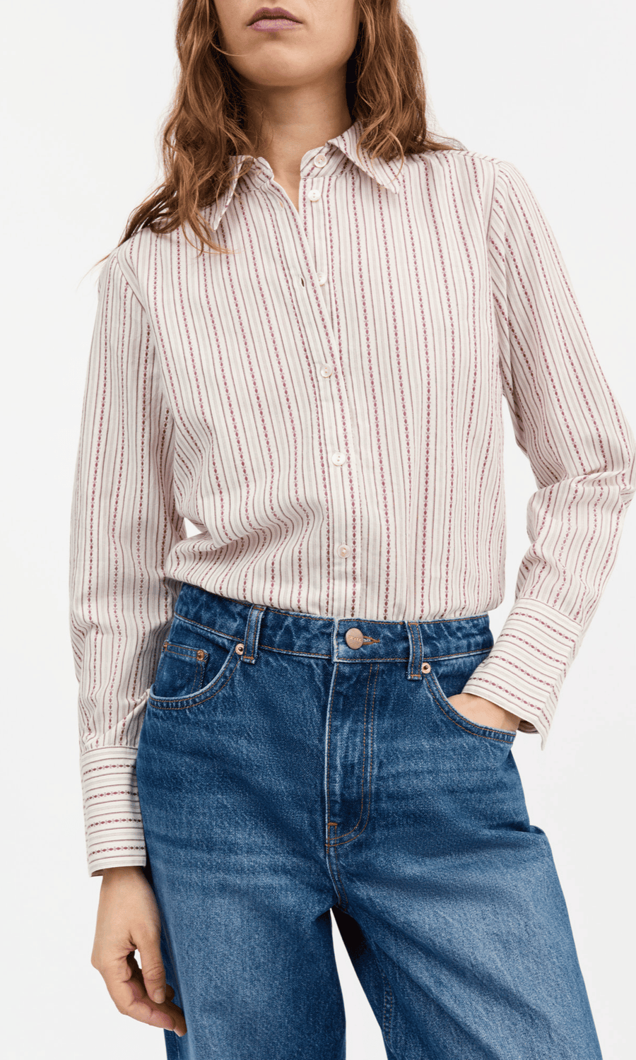 Skall Studio • Fauna Shirt • Raspberry/Cream Stripe
