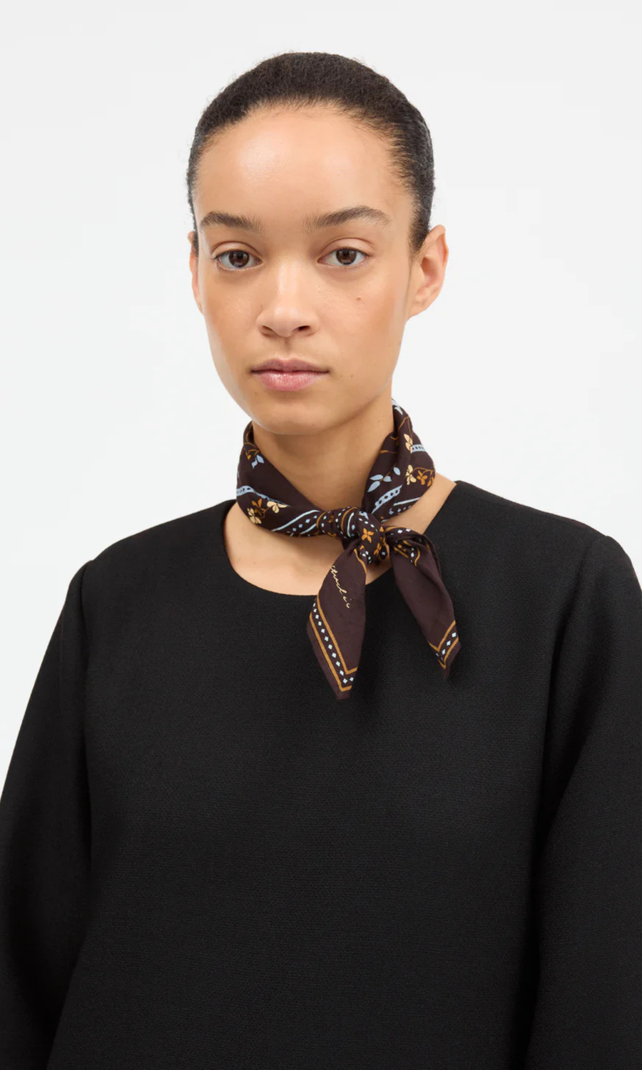 Skall Studio • Floral Scarf • Dark Brown