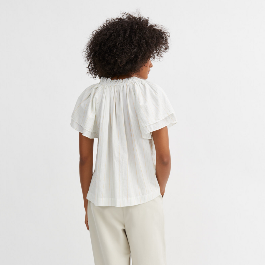 Skall Studio • Grace Blouse • White/Yellow Dobby Stripe