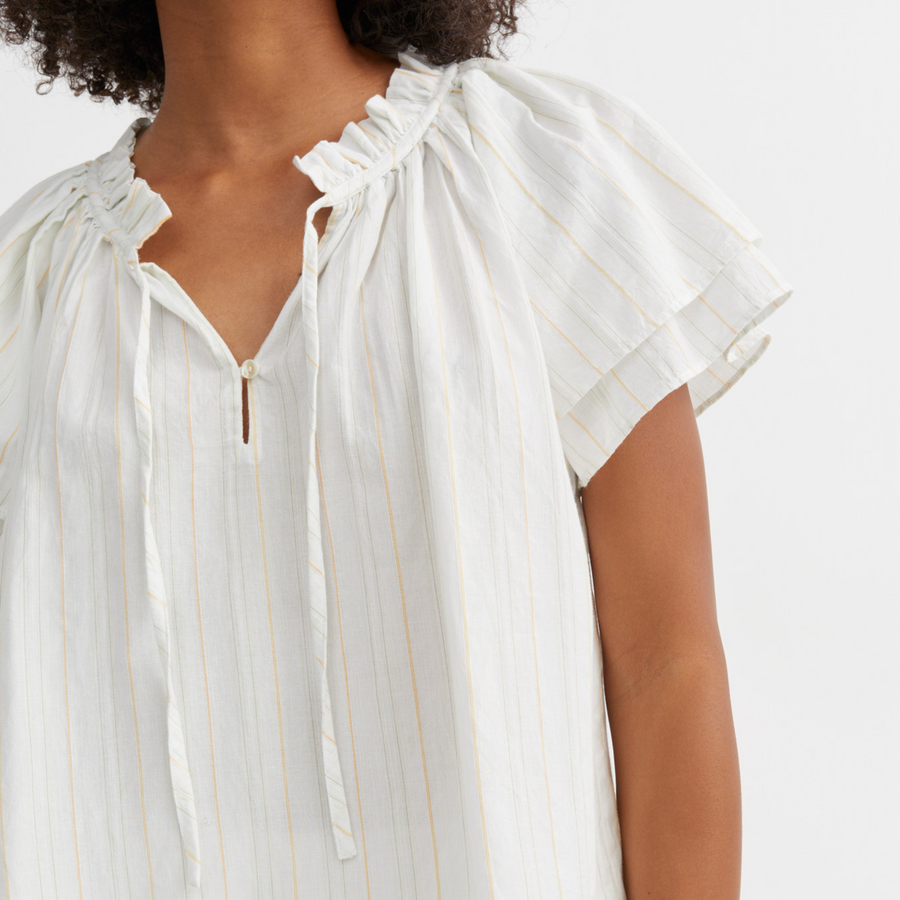 Skall Studio • Grace Blouse • White/Yellow Dobby Stripe