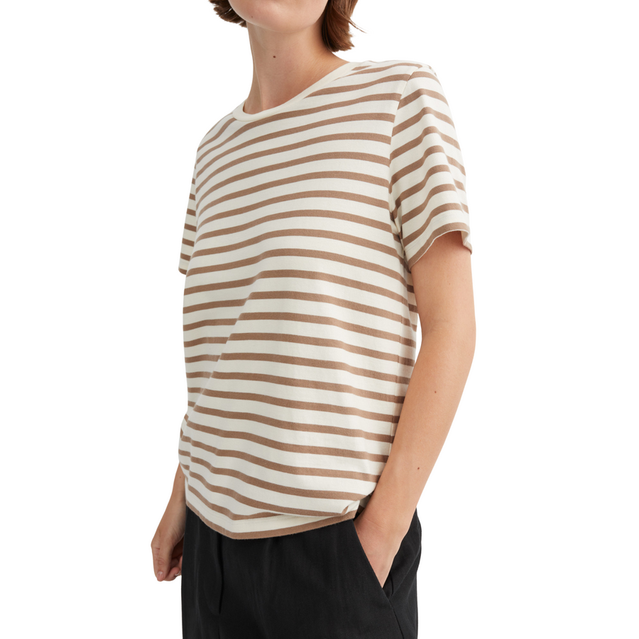 Skall Studio • Loui Regular Tee • Light Brown/White Stripe