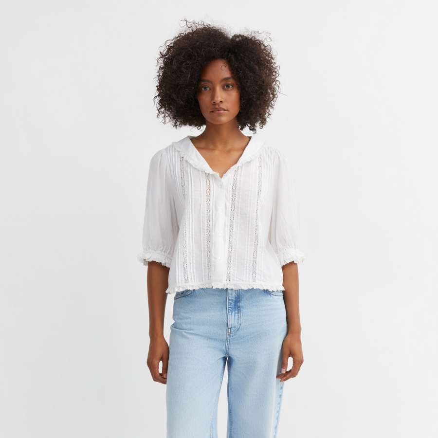 Skall Studio • Magnolia Short Sleeve Blouse • Optic White