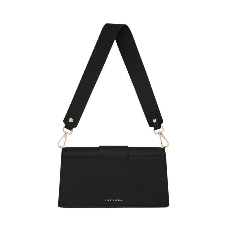 Strathberry • Grape Leather Mini Crescent Bag • Black