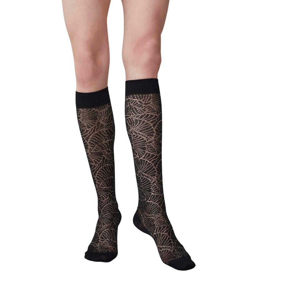 Swedish Stockings • Alba Ginkgo Knee High Socks • Black