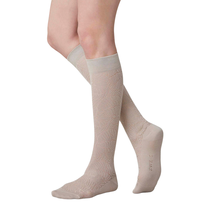 Swedish Stockings • Alba Ginkgo Knee High Socks • Oat