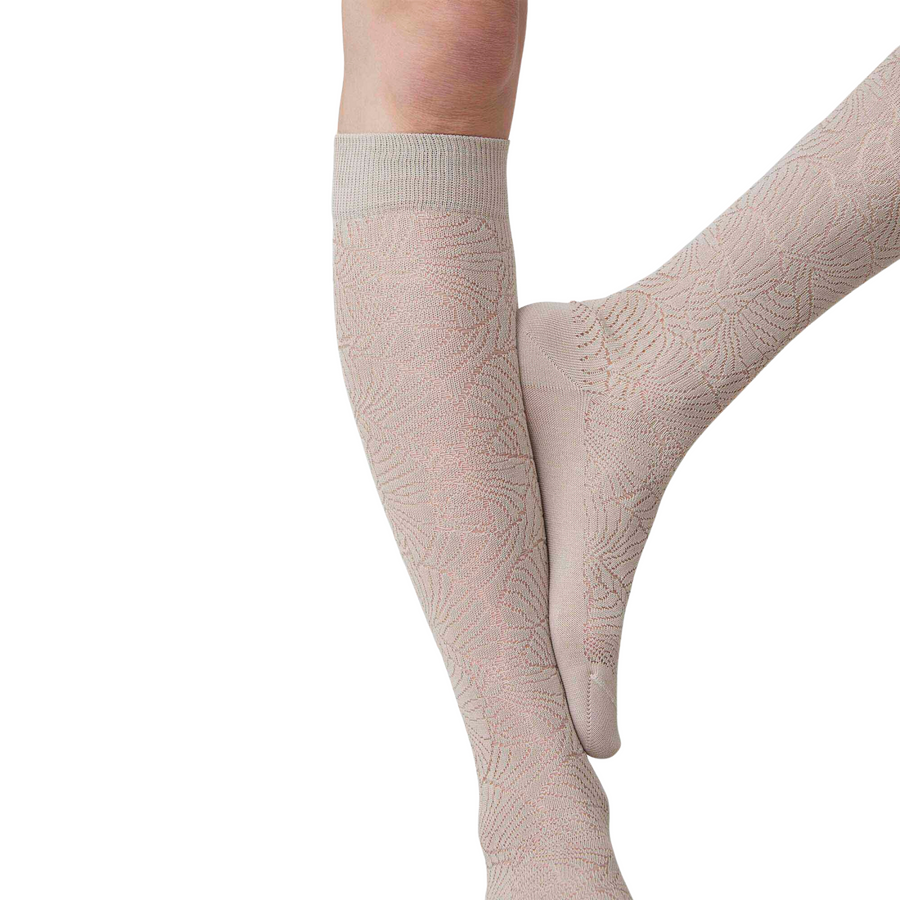 Swedish Stockings • Alba Ginkgo Knee High Socks • Oat