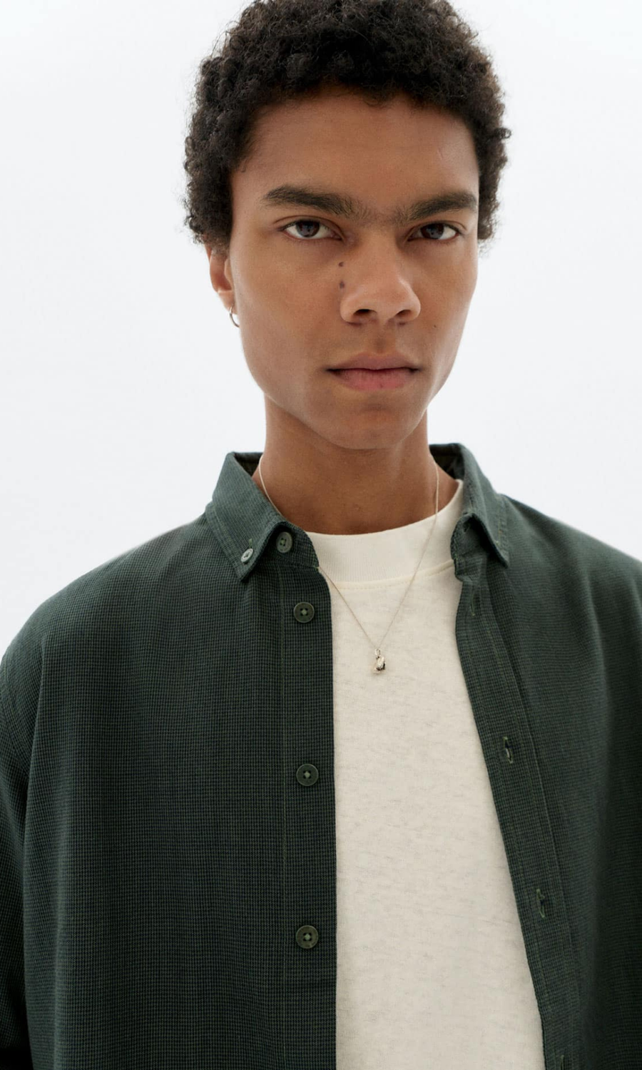 Thinking Mu • Ant Shirt • Dark Eucalyptus Microchecks