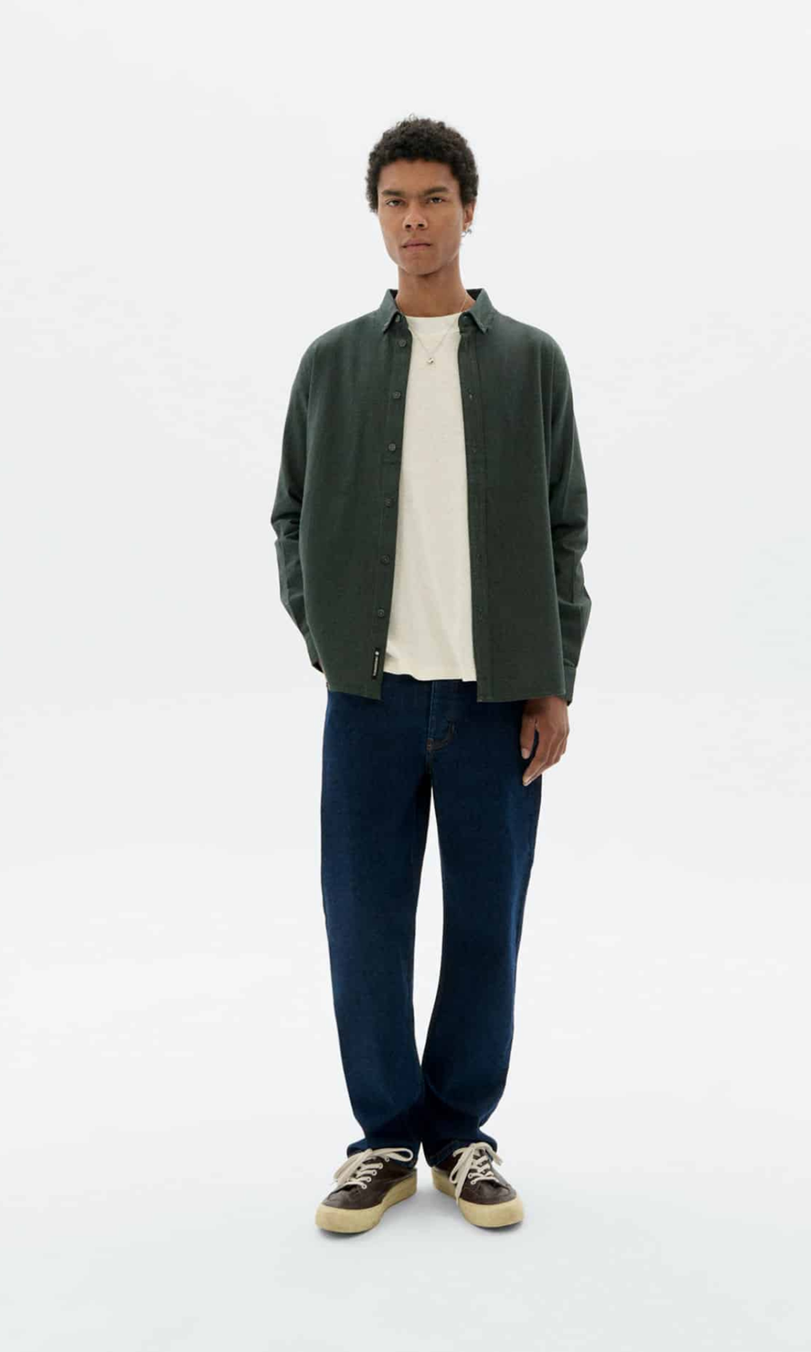 Thinking Mu • Ant Shirt • Dark Eucalyptus Microchecks