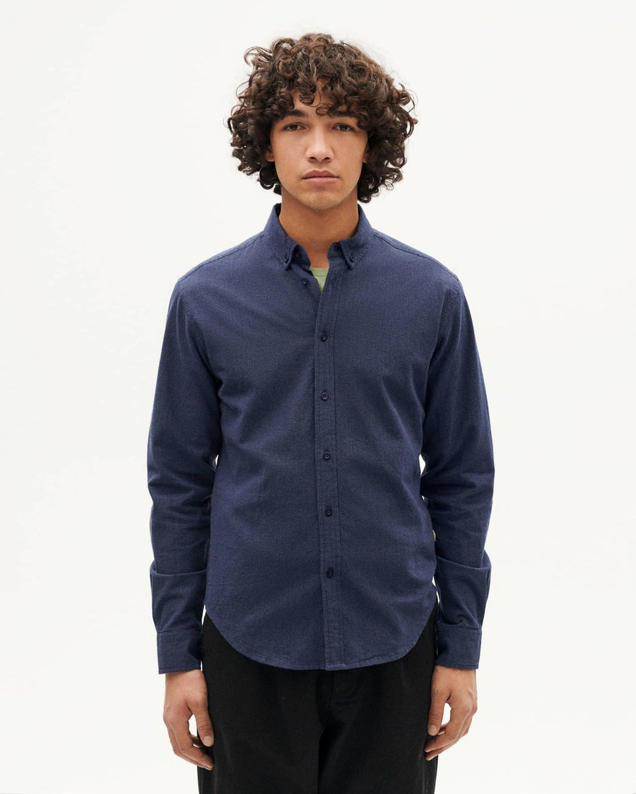 Thinking Mu • Ant Shirt • Indigo Microchecks