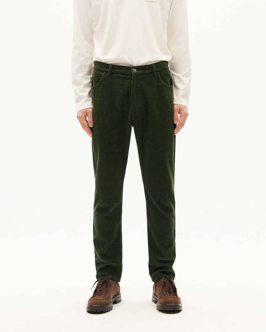 Thinking Mu • Five Pocket Pants • Bottle Green Corduroy