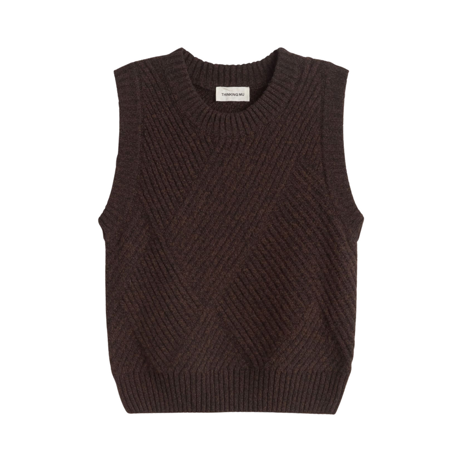 Thinking Mu • Kaia Knitted Vest • Brown