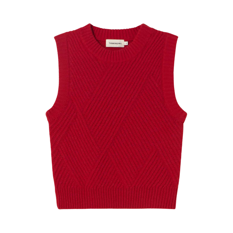 Thinking Mu • Kaia Knitted Vest • Red