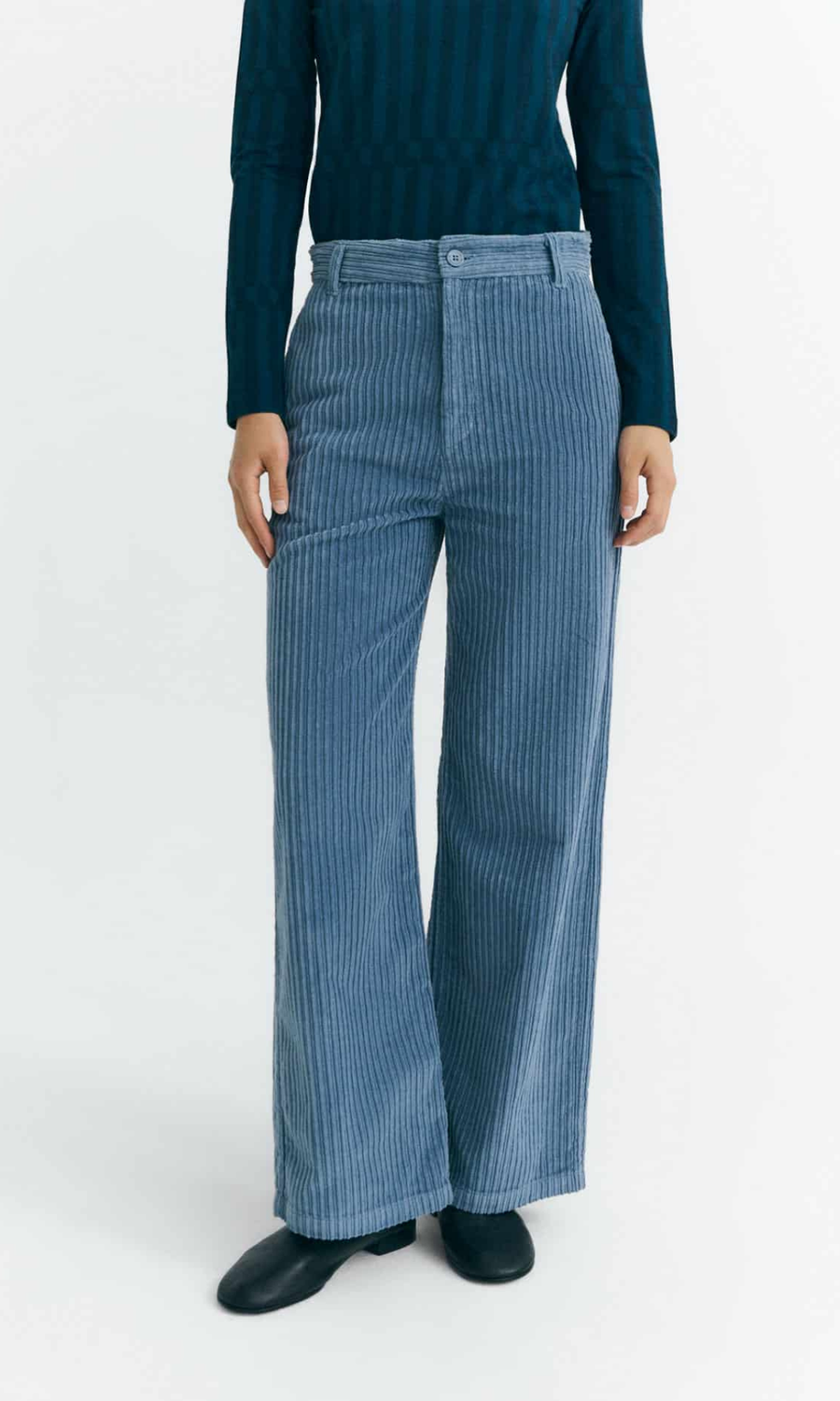 Thinking Mu • Karina Pants • Fuzz Blue Corduroy