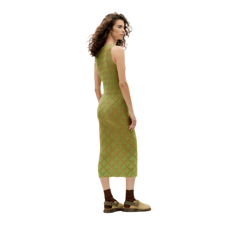 Thinking Mu • Pippi Knitted Dress • Parrot Green
