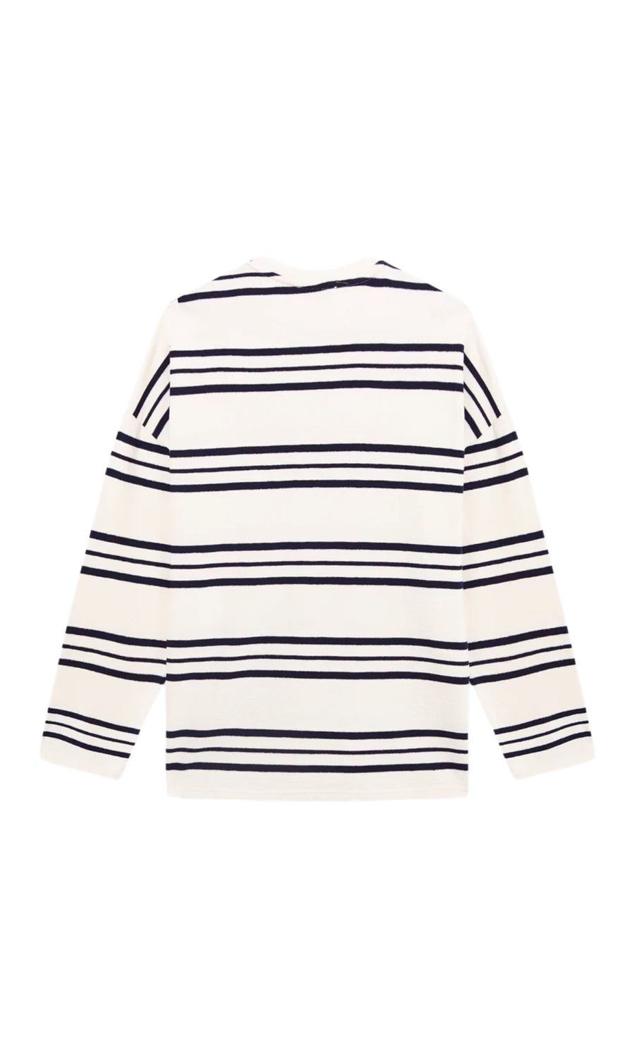 Unfeigned • Long Sleeve Oversized T-Shirt • Terry Dark Navy Stripes