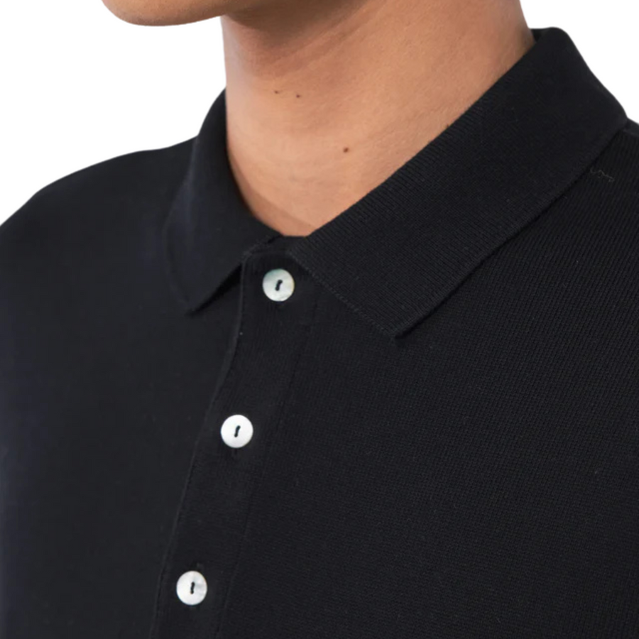 Unfeigned • Long Sleeve Polo • Caviar